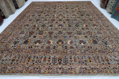 370 x 440 cm | Sultani Afghan Tribal Hand Knotted Natural Veg Dye Wool Carpet