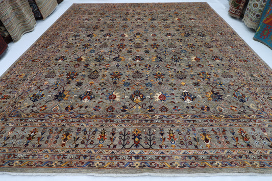 370 x 440 cm | Sultani Afghan Tribal Hand Knotted Natural Veg Dye Wool Carpet