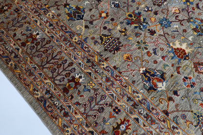 370 x 440 cm | Sultani Afghan Tribal Hand Knotted Natural Veg Dye Wool Carpet