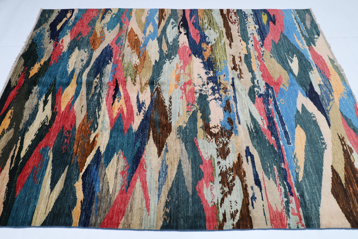 172 x 237 cm | Abstract Afghan Tribal Hand Knotted Veg Dye Wool Carpet
