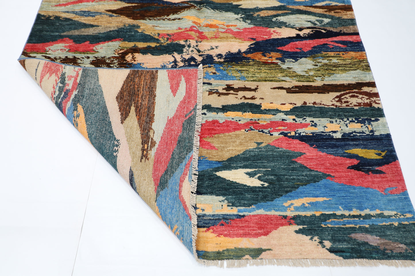 172 x 237 cm | Abstract Afghan Tribal Hand Knotted Veg Dye Wool Carpet