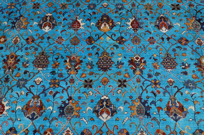 370 x 442 cm | Sultani Turquoise Afghan Tribal Hand Knotted Natural Veg Dye Wool Carpet
