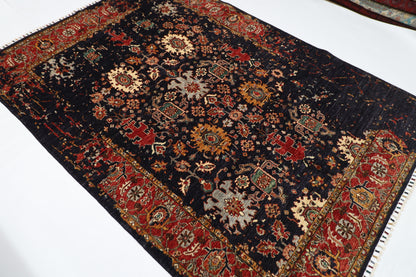 173 x 247 cm | Abstract Afghan Tribal Hand Knotted Veg Dye Wool Carpet