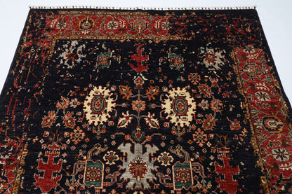 173 x 247 cm | Abstract Afghan Tribal Hand Knotted Veg Dye Wool Carpet
