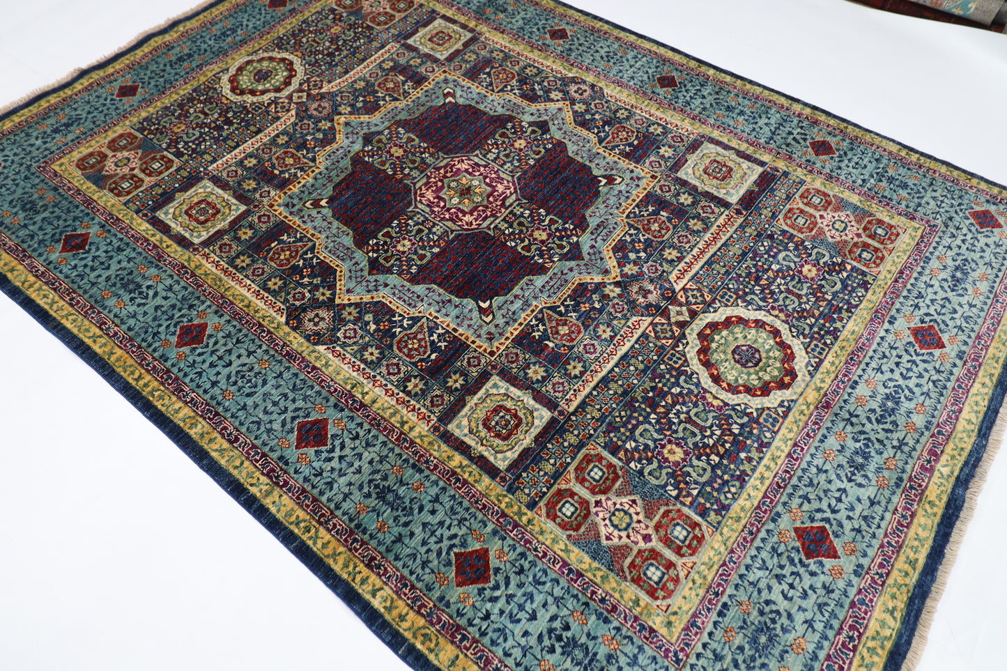 170 x 236 cm | Mamluk Afghan Tribal Hand Knotted Veg Dye Wool Carpet
