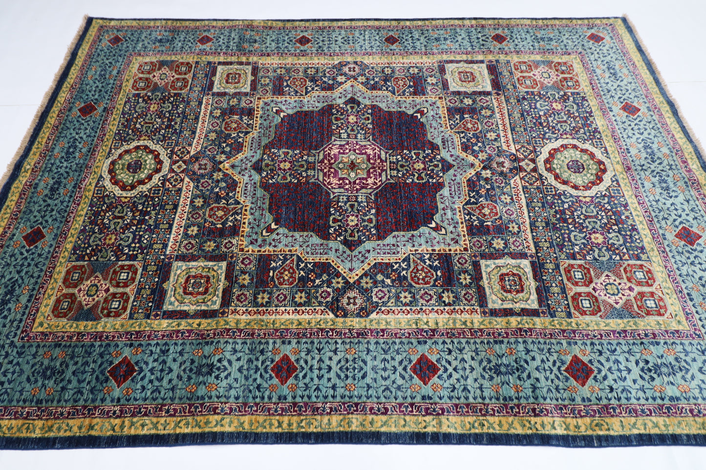 170 x 236 cm | Mamluk Afghan Tribal Hand Knotted Veg Dye Wool Carpet