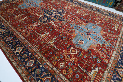 368 x 535 cm | Heriz Large Size Afghan Tribal Hand Knotted Natural Veg Dye Wool Carpet