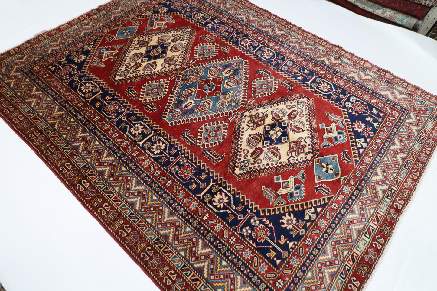 187 x 236 cm | Shirvan Afghan Tribal Hand Knotted Veg Dye Wool Carpet