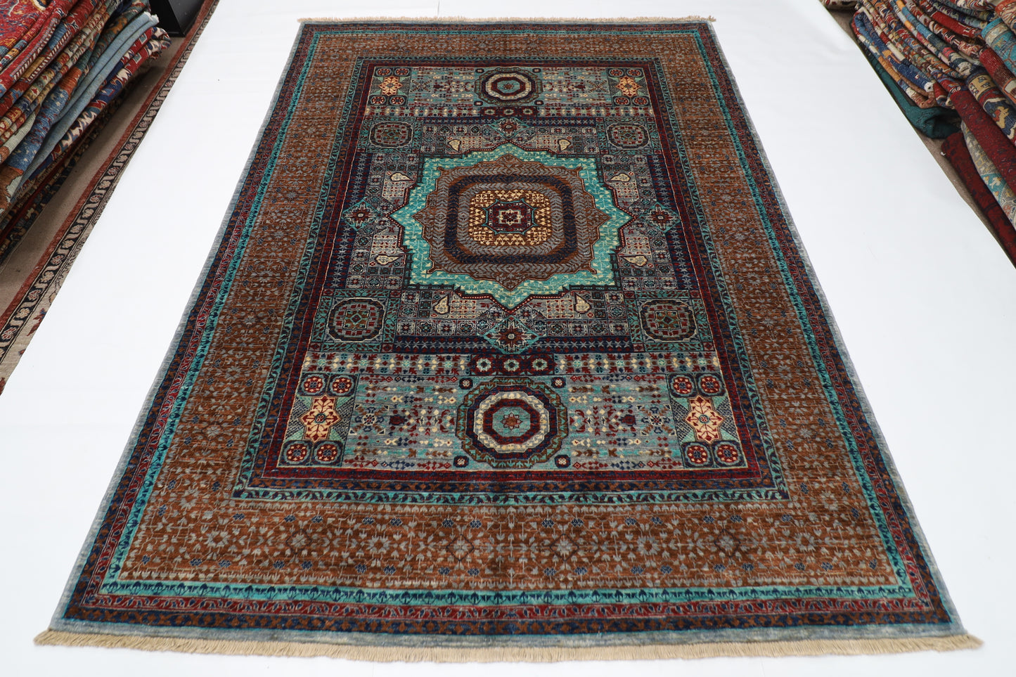 176 x 240 cm | Mamluk Afghan Tribal Hand Knotted Veg Dye Wool Carpet