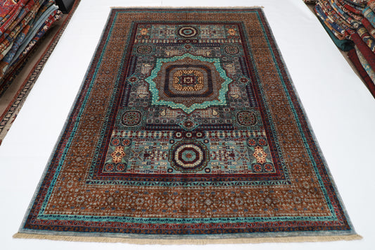 176 x 240 cm | Mamluk Afghan Tribal Hand Knotted Veg Dye Wool Carpet