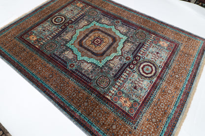176 x 240 cm | Mamluk Afghan Tribal Hand Knotted Veg Dye Wool Carpet
