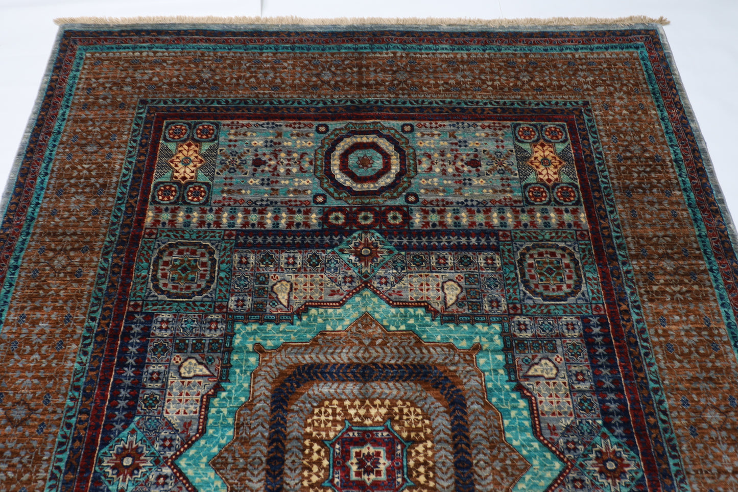 176 x 240 cm | Mamluk Afghan Tribal Hand Knotted Veg Dye Wool Carpet
