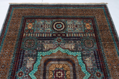 176 x 240 cm | Mamluk Afghan Tribal Hand Knotted Veg Dye Wool Carpet