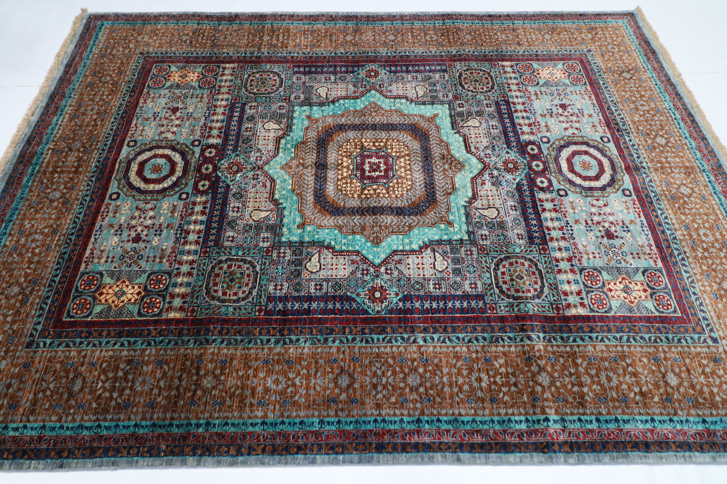 176 x 240 cm | Mamluk Afghan Tribal Hand Knotted Veg Dye Wool Carpet