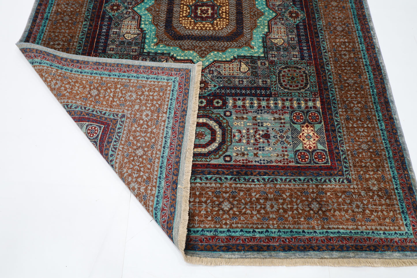 176 x 240 cm | Mamluk Afghan Tribal Hand Knotted Veg Dye Wool Carpet
