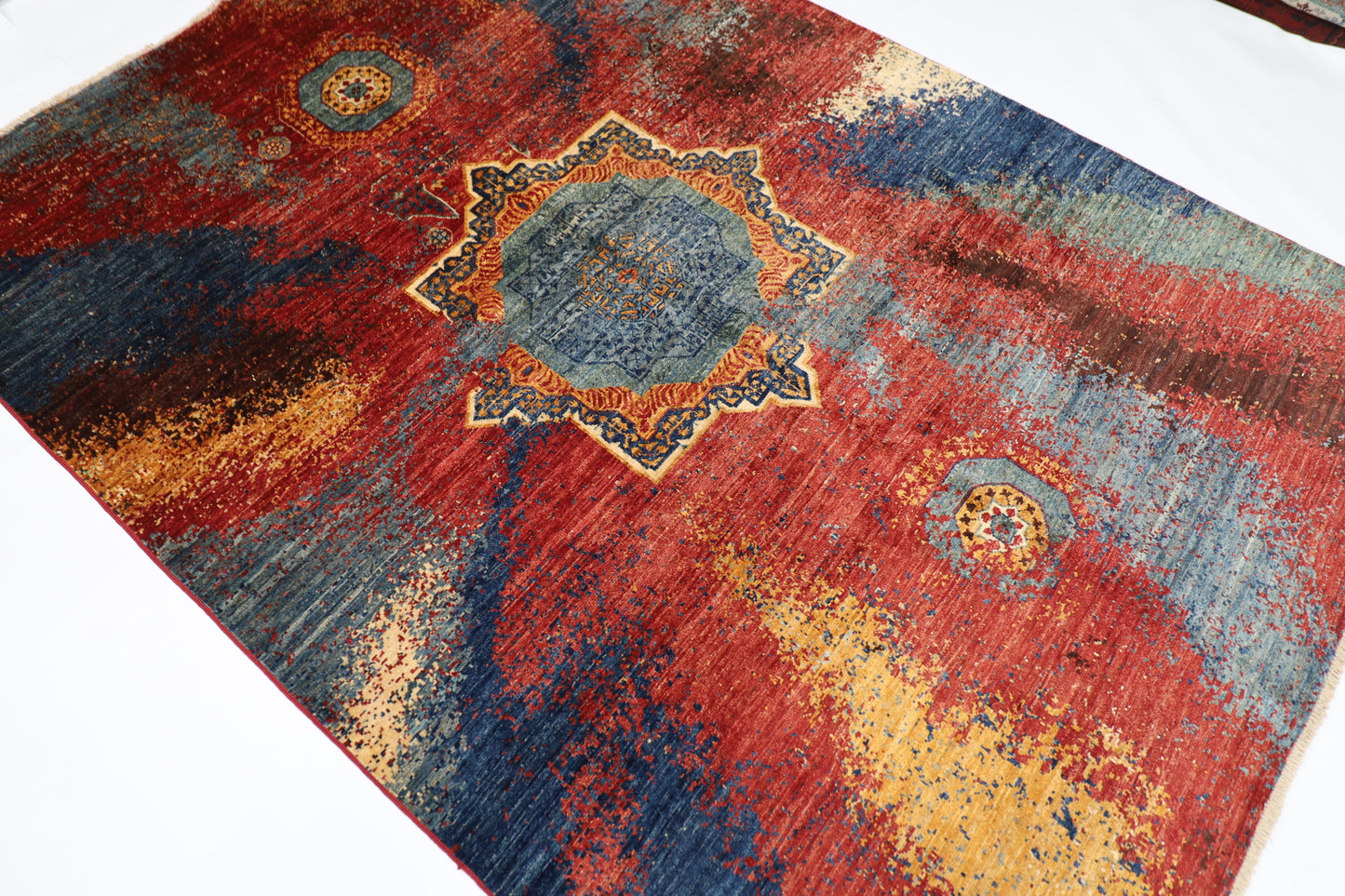 173 x243 cm | Abstract Afghan Tribal Hand Knotted Veg Dye Wool Carpet
