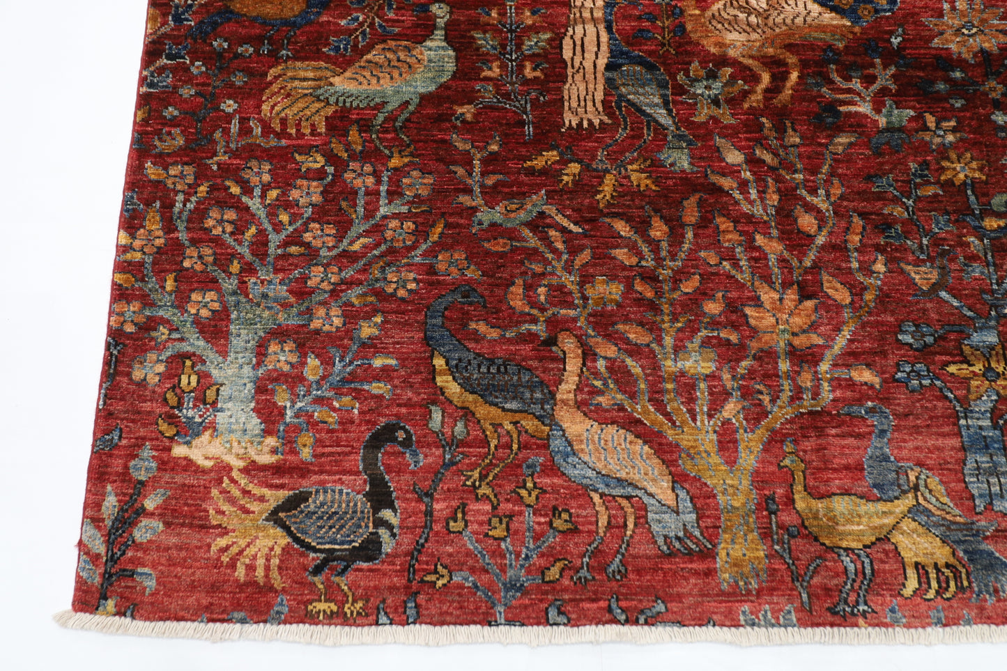 172 x 249 cm | Birds Afghan Tribal Hand Knotted Veg Dye Wool Carpet