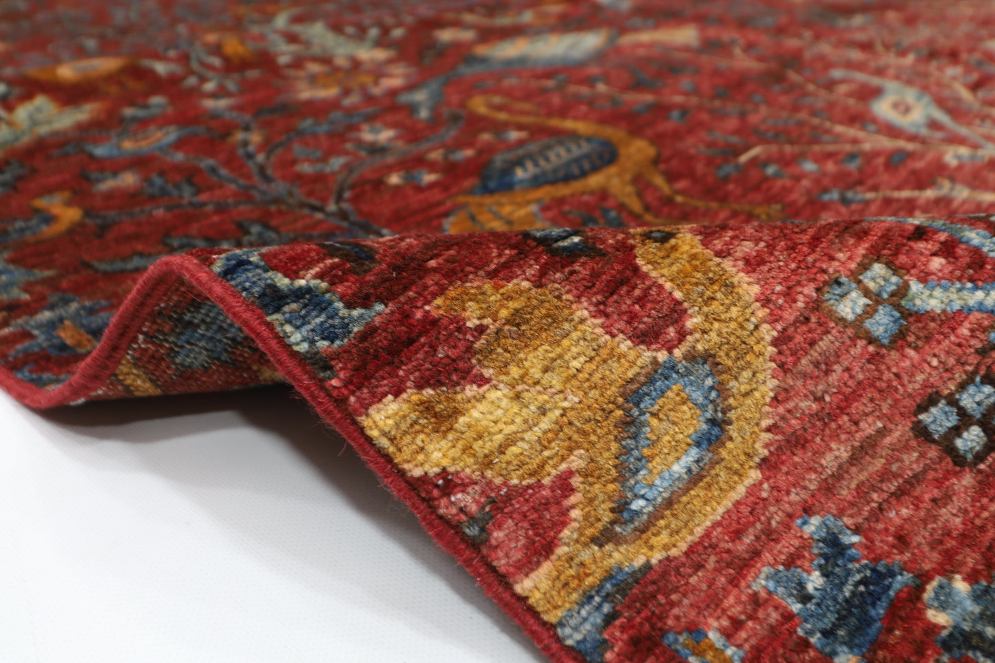 172 x 249 cm | Birds Afghan Tribal Hand Knotted Veg Dye Wool Carpet