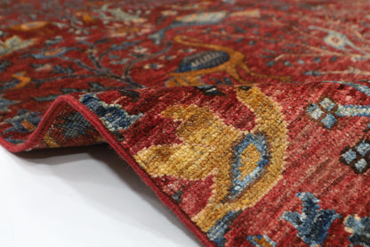 172 x 249 cm | Birds Afghan Tribal Hand Knotted Veg Dye Wool Carpet