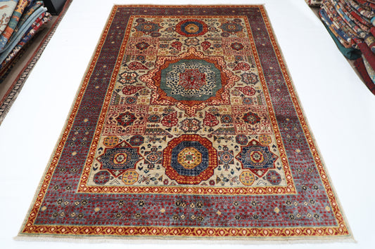 173 x 238 cm | Mamluk Afghan Tribal Hand Knotted Veg Dye Wool Carpet