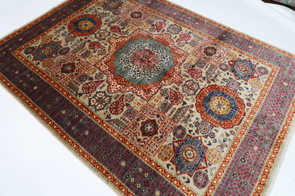 173 x 238 cm | Mamluk Afghan Tribal Hand Knotted Veg Dye Wool Carpet