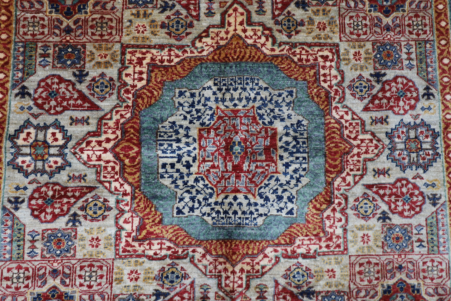173 x 238 cm | Mamluk Afghan Tribal Hand Knotted Veg Dye Wool Carpet