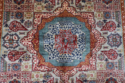 173 x 238 cm | Mamluk Afghan Tribal Hand Knotted Veg Dye Wool Carpet