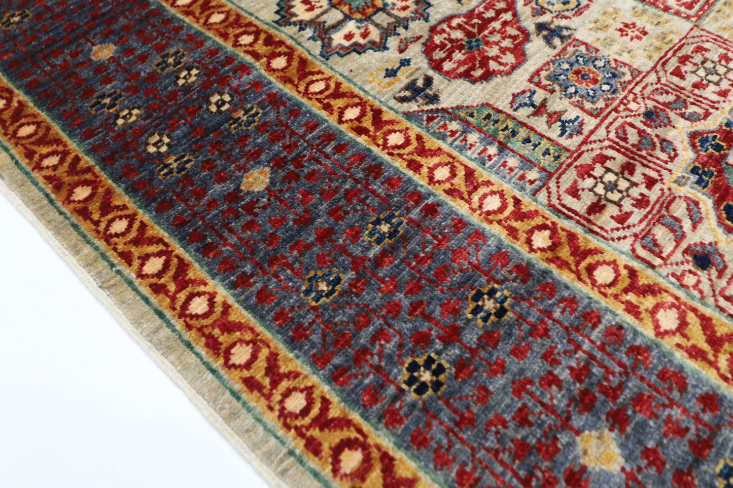 173 x 238 cm | Mamluk Afghan Tribal Hand Knotted Veg Dye Wool Carpet