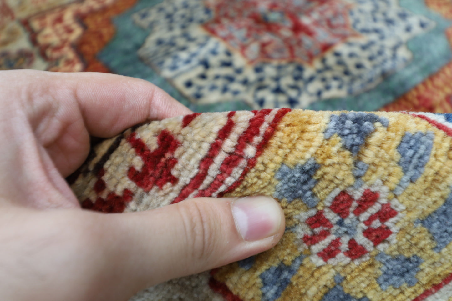 173 x 238 cm | Mamluk Afghan Tribal Hand Knotted Veg Dye Wool Carpet