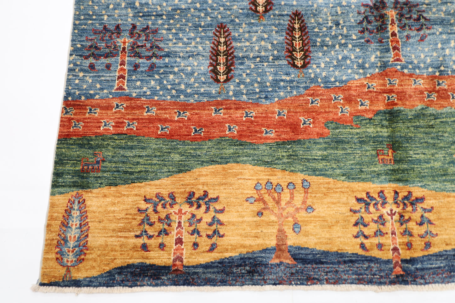 176 x 242 cm | Landscape Afghan Tribal Hand Knotted Veg Dye Wool Carpet
