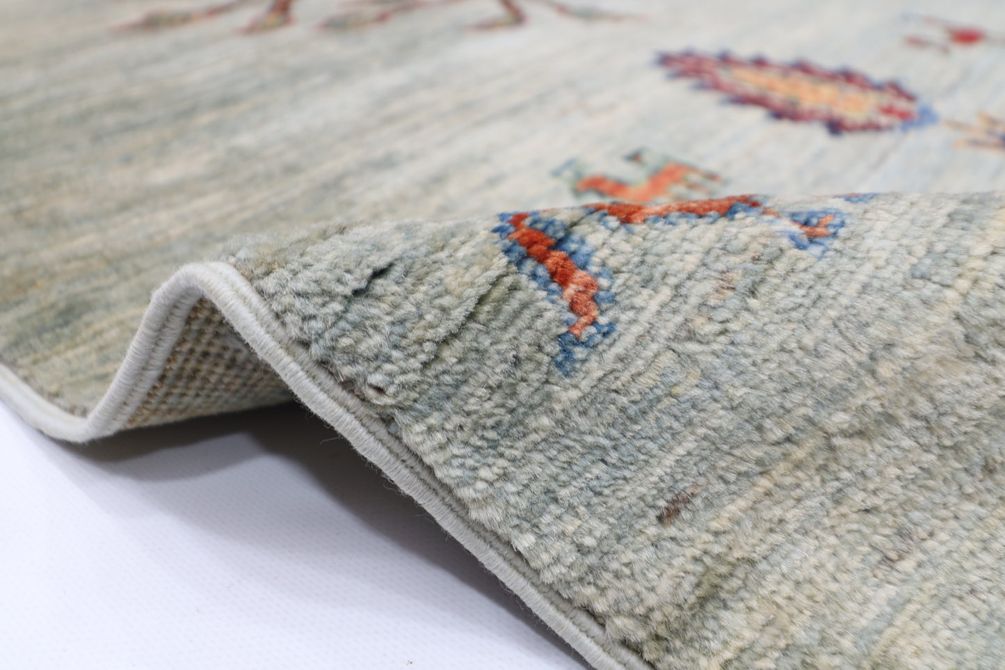 176 x 242 cm | Landscape Afghan Tribal Hand Knotted Veg Dye Wool Carpet