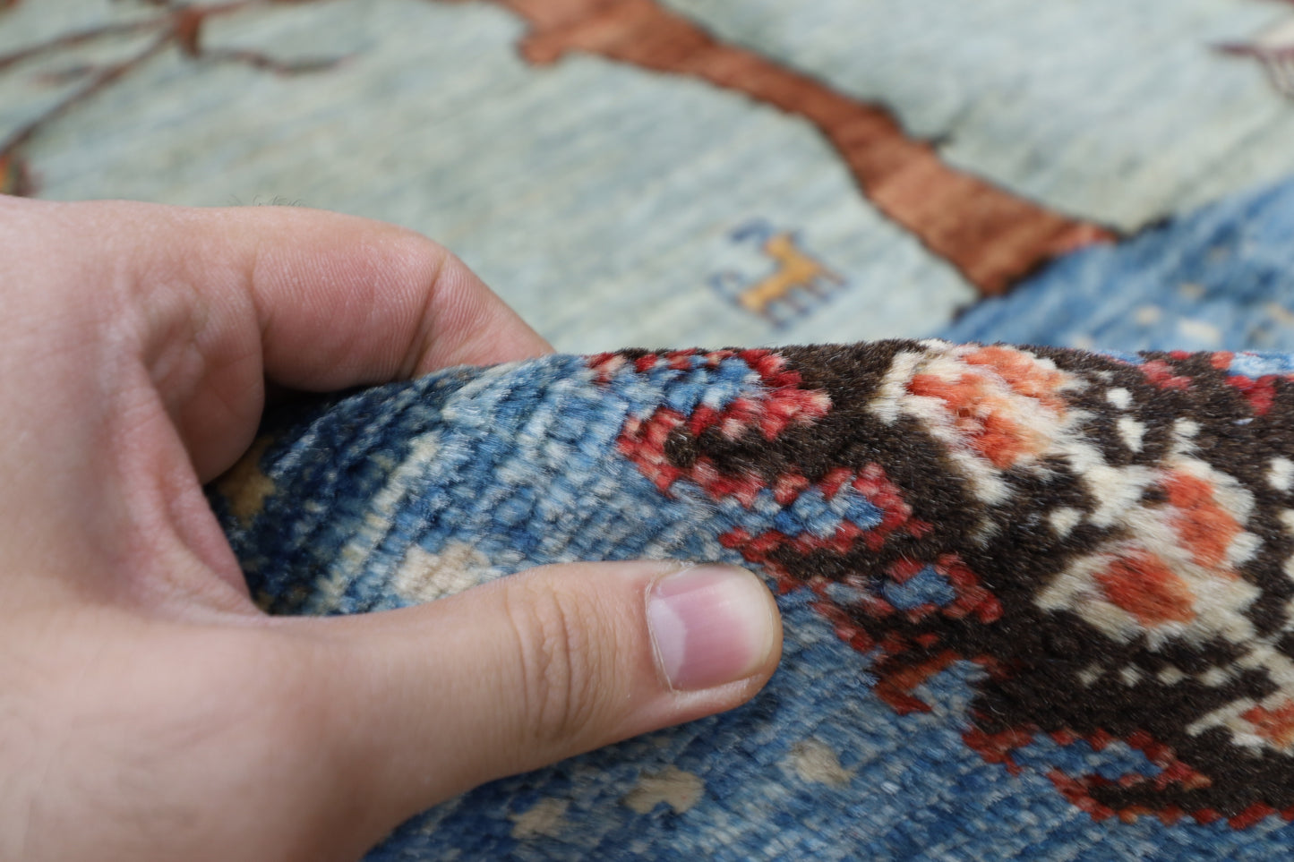 176 x 242 cm | Landscape Afghan Tribal Hand Knotted Veg Dye Wool Carpet