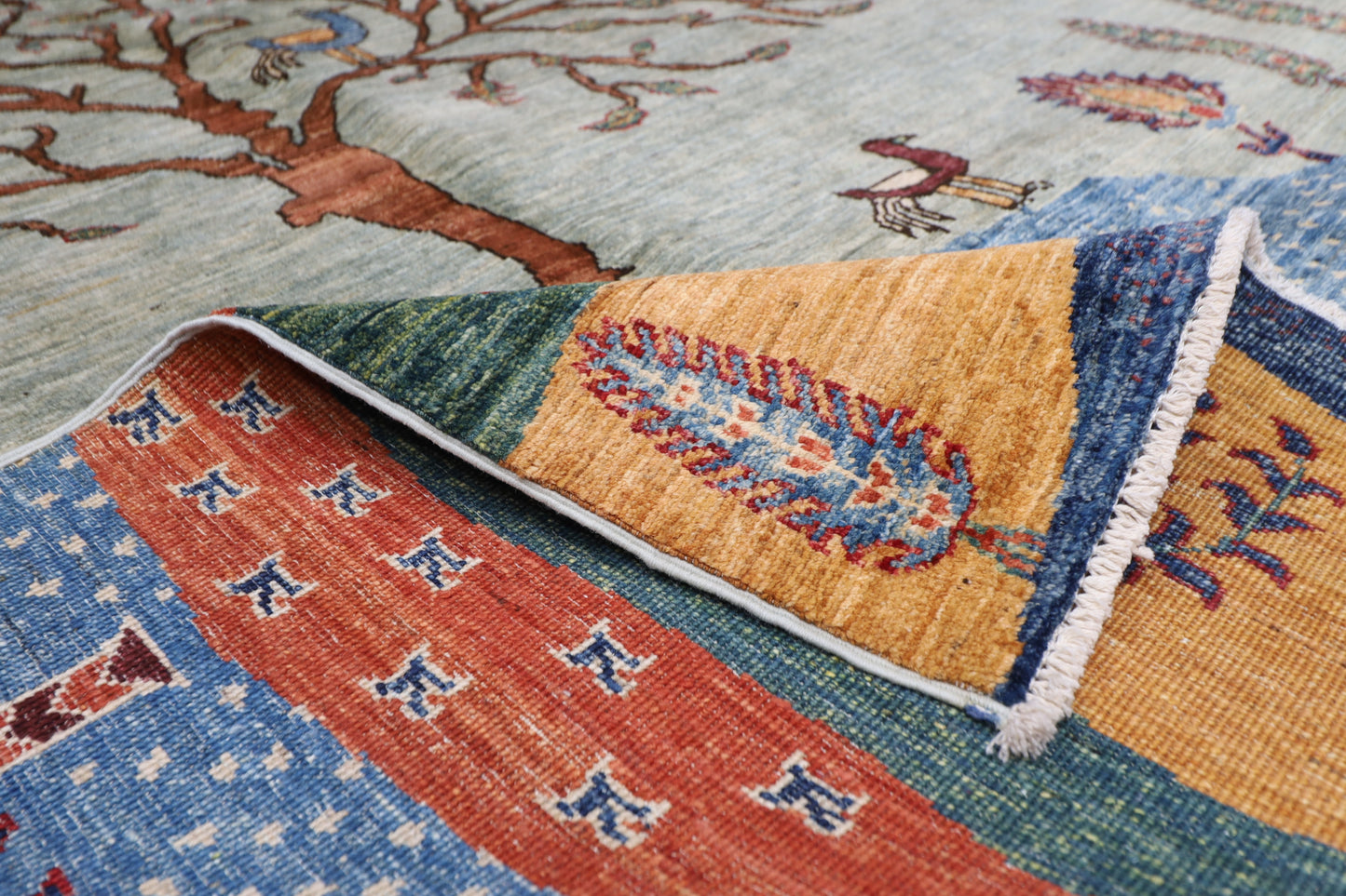 176 x 242 cm | Landscape Afghan Tribal Hand Knotted Veg Dye Wool Carpet