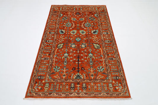 125 x 191 cm | Sultani Afghan Tribal Hand Knotted Natural Veg Dye Wool Carpet