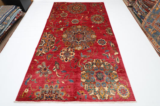 148 x 262 cm |  Floral Pink Afghan Tribal Hand Knotted Veg Dye Wool carpet