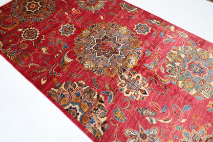 148 x 262 cm |  Floral Pink Afghan Tribal Hand Knotted Veg Dye Wool carpet