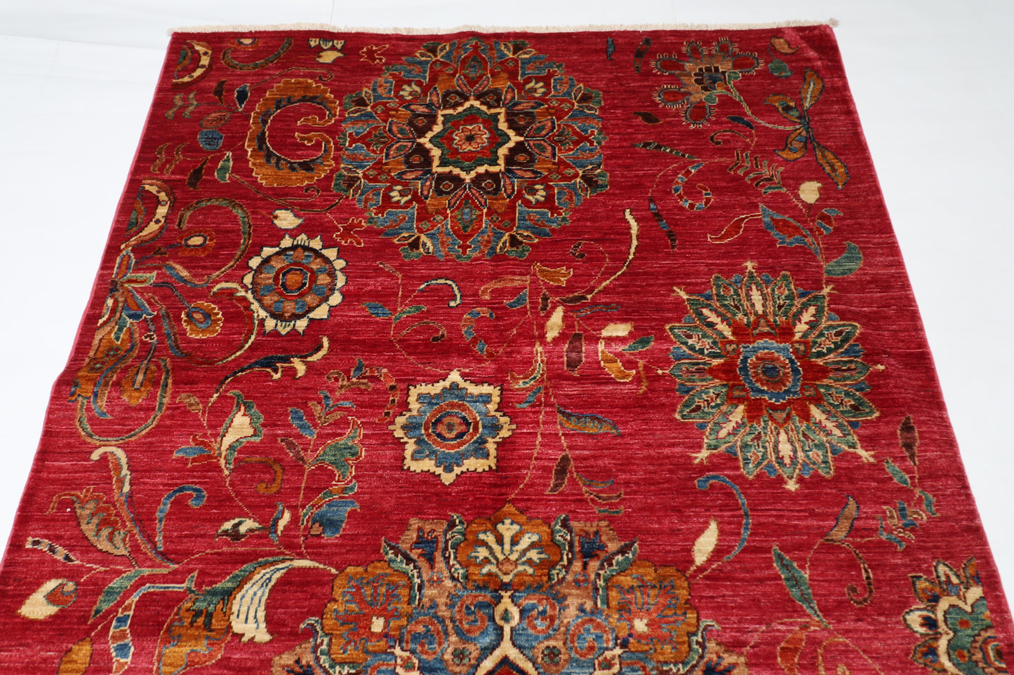148 x 262 cm |  Floral Pink Afghan Tribal Hand Knotted Veg Dye Wool carpet