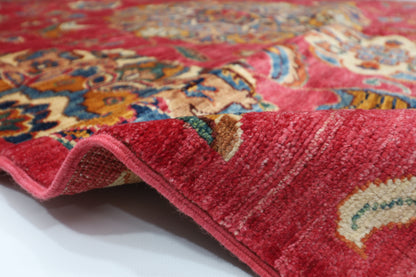 148 x 262 cm |  Floral Pink Afghan Tribal Hand Knotted Veg Dye Wool carpet