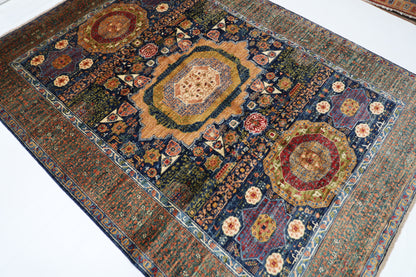 174 x 239 cm | Mamluk Afghan Tribal Hand Knotted Veg Dye Wool Carpet