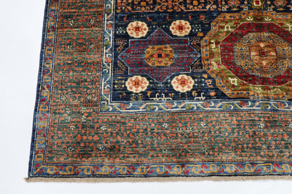 174 x 239 cm | Mamluk Afghan Tribal Hand Knotted Veg Dye Wool Carpet