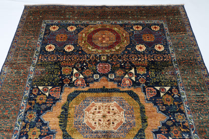 174 x 239 cm | Mamluk Afghan Tribal Hand Knotted Veg Dye Wool Carpet
