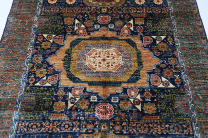 174 x 239 cm | Mamluk Afghan Tribal Hand Knotted Veg Dye Wool Carpet