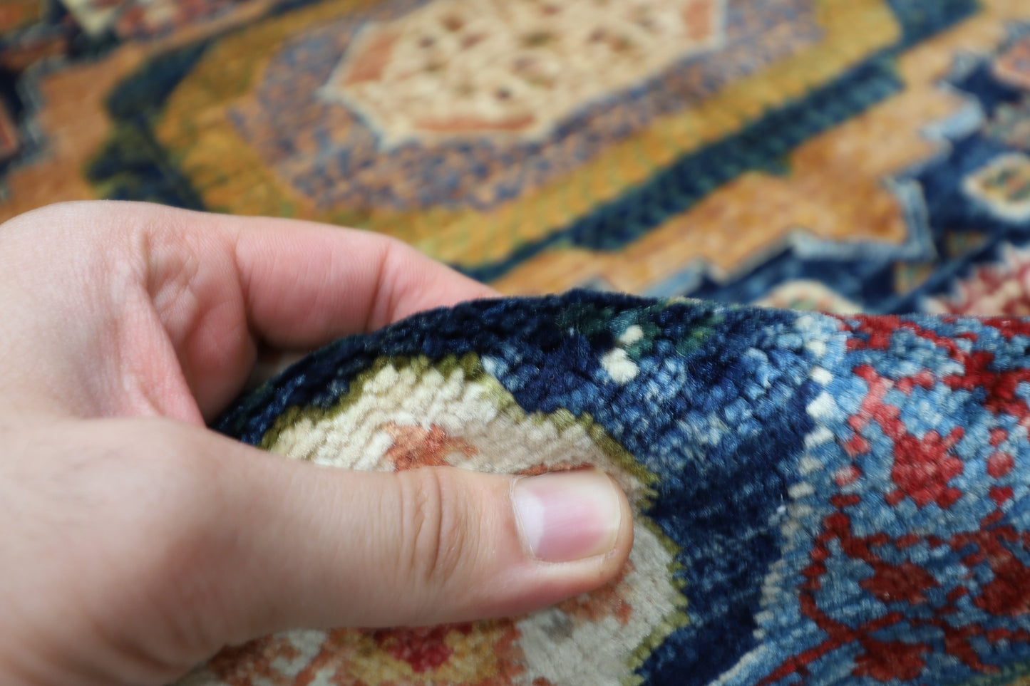 174 x 239 cm | Mamluk Afghan Tribal Hand Knotted Veg Dye Wool Carpet