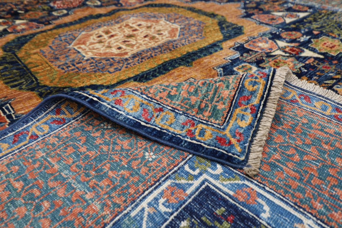 174 x 239 cm | Mamluk Afghan Tribal Hand Knotted Veg Dye Wool Carpet