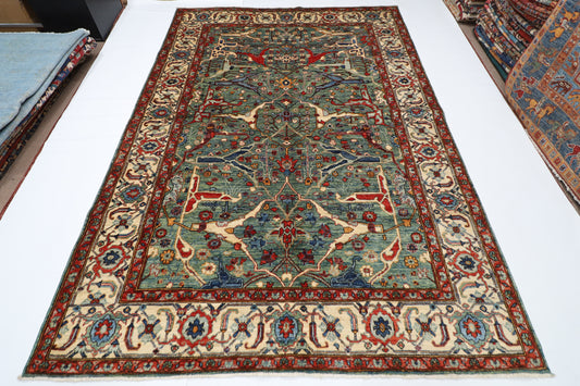 188 x 273 cm |  Bidjar Green Afghan Tribal Hand Knotted Veg Dye Wool carpet