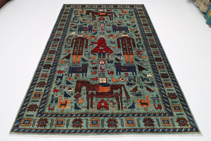 189 x 272 cm | King and Queen Afghan Tribal Hand Knotted Natural Veg Dye Wool Carpet