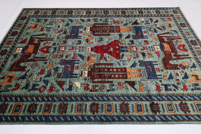189 x 272 cm | King and Queen Afghan Tribal Hand Knotted Natural Veg Dye Wool Carpet