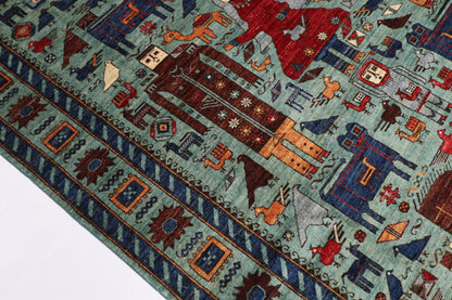 189 x 272 cm | King and Queen Afghan Tribal Hand Knotted Natural Veg Dye Wool Carpet