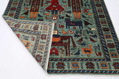 189 x 272 cm | King and Queen Afghan Tribal Hand Knotted Natural Veg Dye Wool Carpet