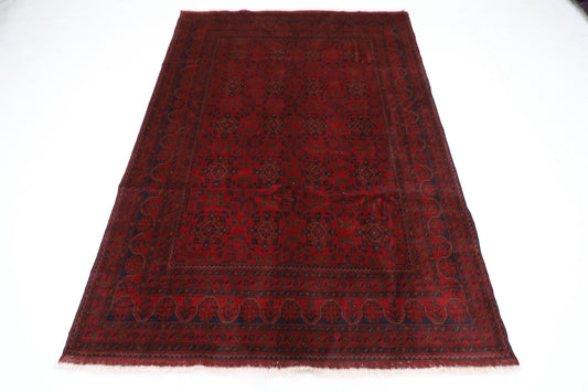 171 x 232 cm | Red Area Rug Afghan Hand Knotted Veg Dye Wool carpet